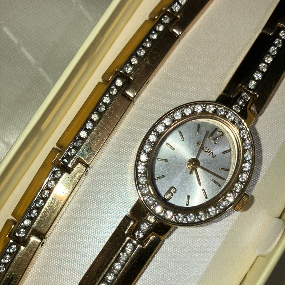 Gold Bracelets/ watch set  Slim Design and Sparkling Crystals